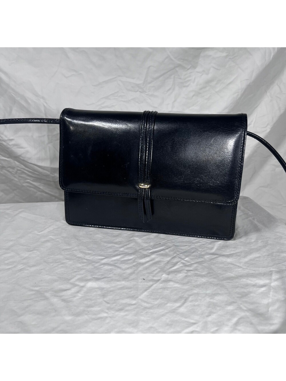 Vintage Koret Black Genuine Leather Organizer Crossbody Shoulder Bag